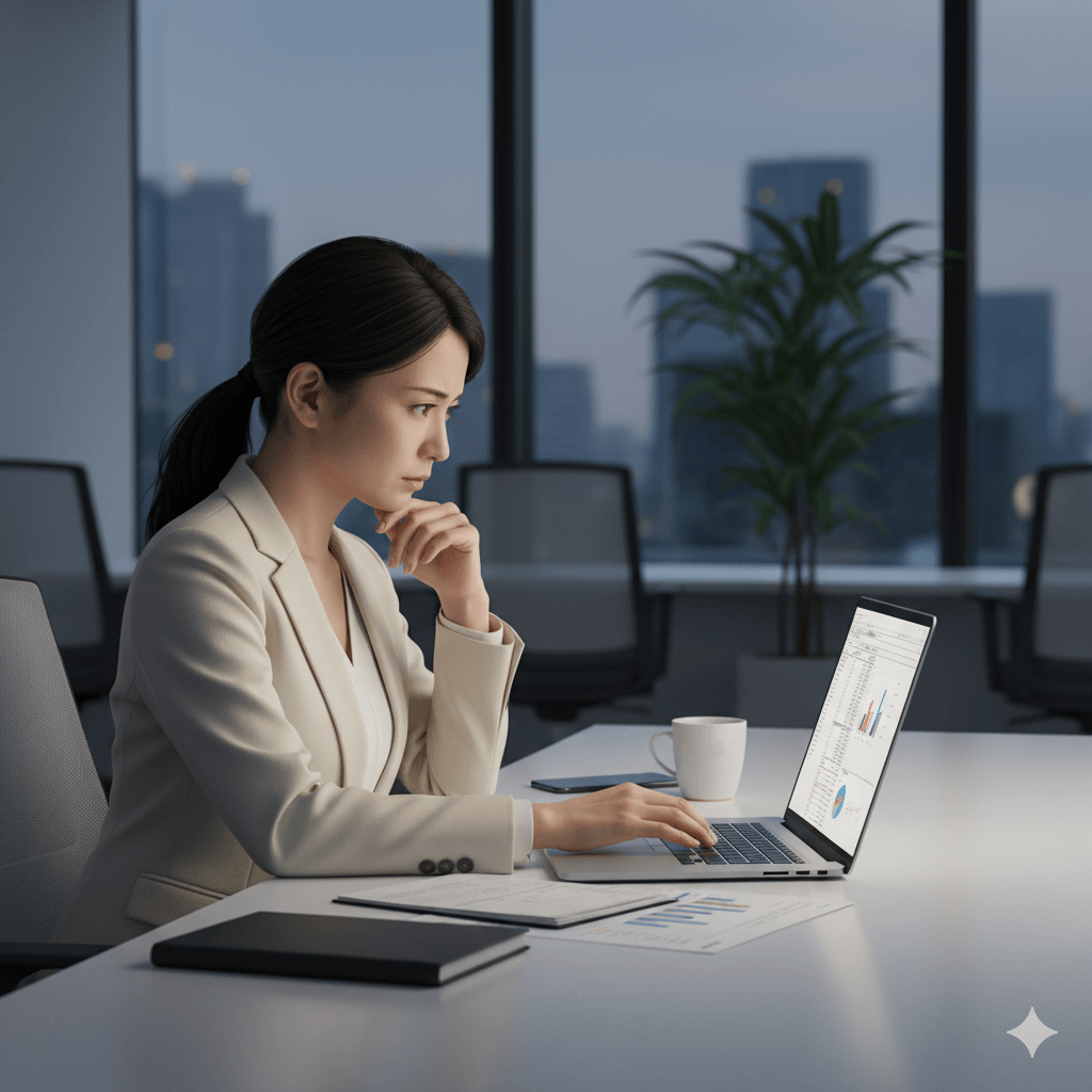 採用の現実に直面する女性 - 深刻な現実を表現