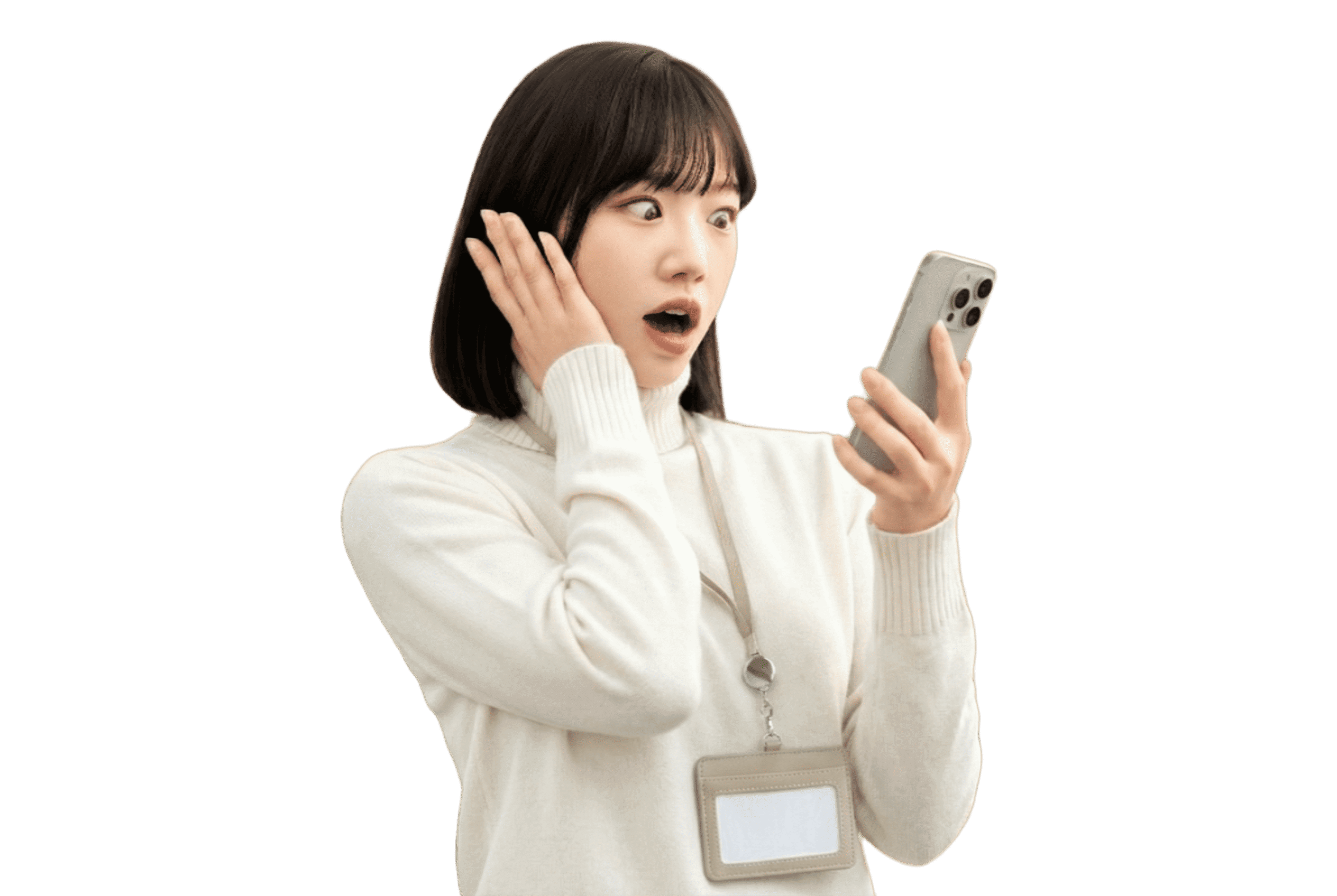 採用担当者がスマホを見て驚いている様子